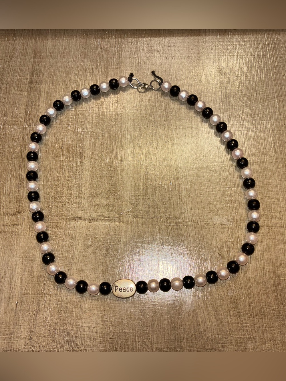 Peace Bead Necklace - Black and White Beaded Women’s Jewelry
